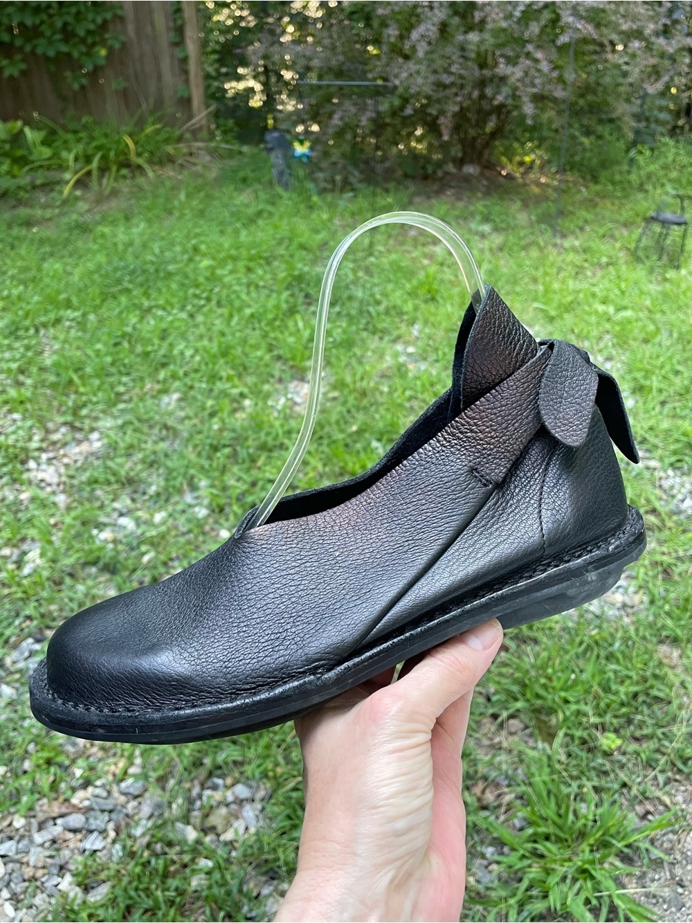 Trippen Black Leather Iridescent Wrap Flats Size 9